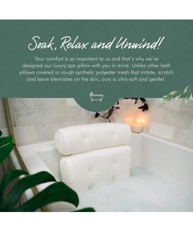 Luxury Bathtub Pillow with 6 Non-Slip Suction Cups - Soft, Extra Thick, and Supportive Head, Neck, and Shoulder Cushion - Ideal for Soaking Tub, Shower, and Hot Tub - Buy Online on GoSupps.com