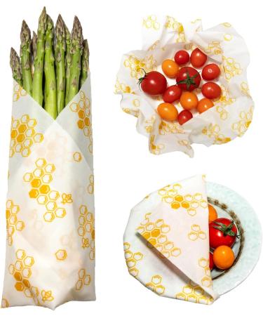 Reusable Beeswax Food Wrap 3-Pack - Eco-Friendly Biodegradable Sustainable Storage - Beeswax Paper Wraps in 3 Sizes (S M L) - Buy Online on GoSupps.com