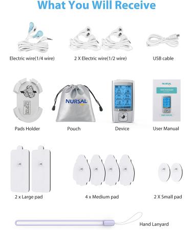 NURSAL 24 Modes TENS Unit Muscle Stimulator with Continuous Stimulation  Rechargeable Electronic Pulse Massager with 8 Pads for Back and Shoulder Pain Relief and Muscle Strength - Buy Online on GoSupps.com