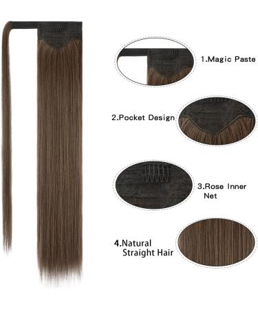 FESHFEN 24 Dark Brown & Caramel Wrap Around Ponytail Extension - 24 Inch, Pack of 1 - Buy Online on GoSupps.com