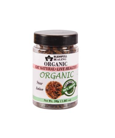 Blessfull Healing Organic Star Anise 30 Gram Airtight Container (Packing May Vary) 30 Gram 1.05 oz