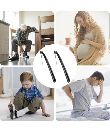 PCEEL Long Handle Shoe Horn - Super Strong Plastic/Genuine Wood - 17/43cm - Black - For Men, Women, Seniors, Kids - with Lanyard - Buy Online on GoSupps.com