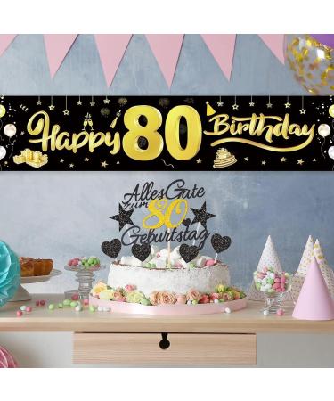 Gold Rock 11-Piece Cake Decoration Set for 80th Birthday - Elegant Cake Toppers for Men & Women Celebrations - Buy Online on GoSupps.com