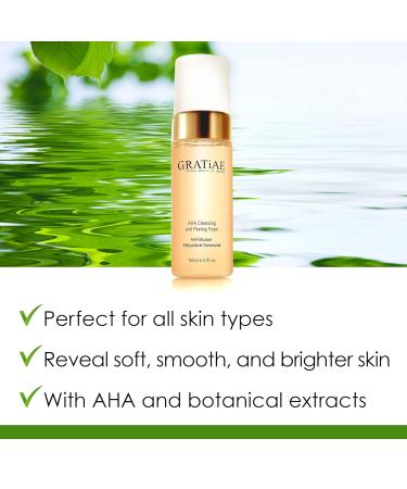 Gratiae Organics AHA Cleansing Foam - Non-Drying Facial Cleanser for Sensitive & Acne-Prone Skin | 5.1 Fl. Oz - Buy Online on GoSupps.com