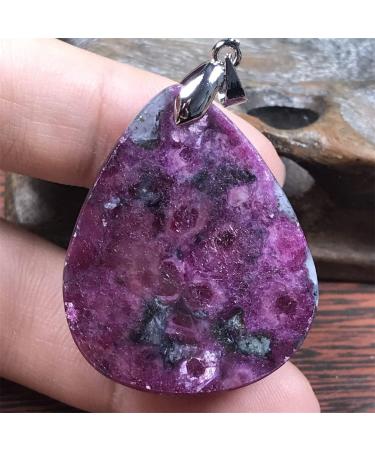 Natural Ruby Zoisite Pendant - Rare Red Green Crystal Jewelry for Luck & Wealth | 35x28x11mm Silver Beads - Perfect Gift for Men & Women - Buy Online on GoSupps.com