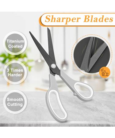 2 Pack 8 inch Scissors Forvencer Non-Stick Titanium Scissors Sharp Heavy Duty Scissors with Comfort Grip All-Purpose Scissors for Kitchen Home School Office Craft Scissors for Art DIY 2 Grey/White & Grey/Orange - Buy Online on GoSupps.com