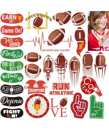 WAVEJOE Football Face Temporary Tattoos, Football Party Favor Supplies for Super Bowl Birthday Party Decoration(6 Sheets) Football Tattoos
