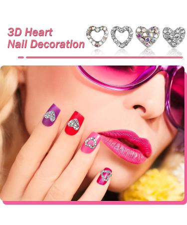 36 Pieces 3D Heart Nail Charms for Women - Modern Style Love Crystal Nail Rhinestone Decals - Valentine's Day Diamond Alloy Nail Gems - Buy Online on GoSupps.com