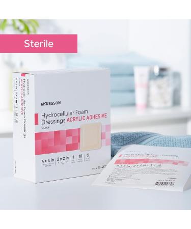 McKesson Hydrocellular Foam Dressings 4x4 - 10 Count Sterile Acrylic Adhesive Border - 1 Pack - Buy Online on GoSupps.com