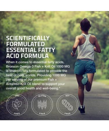 Bronson Omega-3 Fish + Krill Oil 1000 MG EPA DHA Astaxanthin Premium Blend - 120 Softgels - Buy Online on GoSupps.com