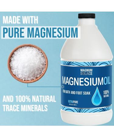 Pure Magnesium Oil 64 oz - Use with Bath Flakes or Refill Spray - Bulk Size for Soothing Soaks - 1 Pack - Buy Online on GoSupps.com