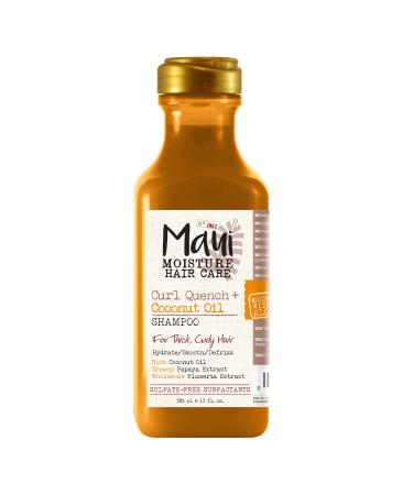 Maui Moisture Curl Quench + Coconut Oil Curl-Defining Anti-Frizz Shampoo to Hydrate and Detangle Tight Curly Hair, Softening Shampoo, Vegan, Silicone & Paraben-Free, 13 fl oz