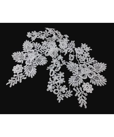Honbay 1 Pair White Lace Flower Leaves Embroidery Applique Patches - Sewing Craft Decoration - Buy Online on GoSupps.com