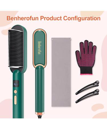 Enhanced Ionic Hair Straightener Brush - Anti-Scald Technology, 20Mins Auto Shut-Off - Green - Buy Online on GoSupps.com