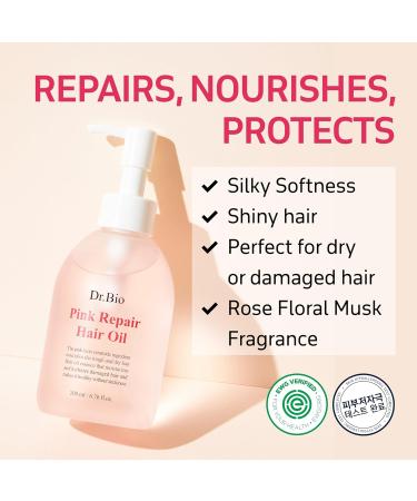 Dr. Bio Pink Repair Hair Oil | Deep Conditioning for Damaged Hair | Repair Split Ends with Probiotics | Vegan Korean Hair Care (200ml - Buy Online on GoSupps.com