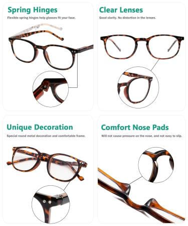 Eyekepper Retro Reading Glasses for Women & Men - Tortoise Frame +0.75 - Stylish Eyeglasses for Reading - Buy Online on GoSupps.com