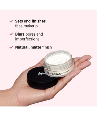IT Cosmetics Bye Bye Pores - Poreless Finish Airbrush Powder | Universal Translucent Shade with Anti-Aging Peptides, Silk, Collagen, and Antioxidants - 0.23 oz - Buy Online on GoSupps.com