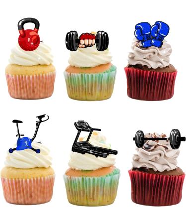 18pcs Gym Cupcake Toppers for Men Women Gym Happy Birthday Party Decorations Supplies Weightlifting Wrestling Bodybuilding Weight Lifting Sport Cake Decorations - Buy Online on GoSupps.com
