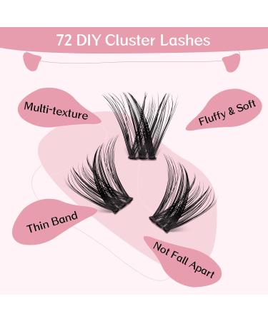 72 Pcs DIY Eyelash Extension Individual Lashes D-10mm Thin Band - Adore D-10mm - Buy Online on GoSupps.com