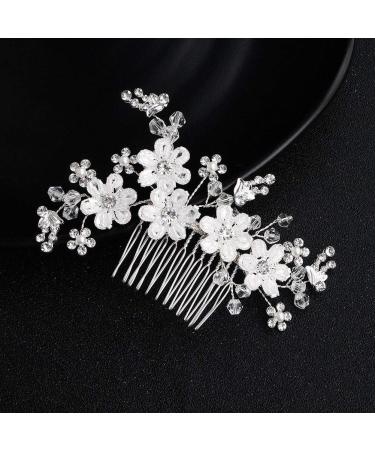 Haopeuk Handmade Silver Pearl Hair Comb Bridal Tiaras Crowns Jewellery Wedding Bridal Hair Jewellery Accessories For Women - Buy Online on GoSupps.com