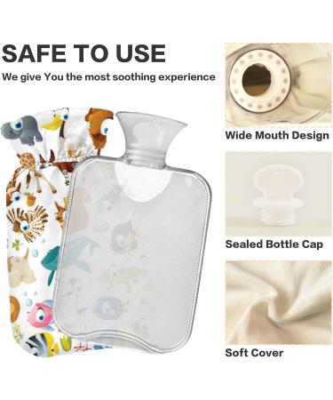 Naanle Zoo Animals 2L Hot Water Bottle with Cover - Large Transparent Heat & Cold Therapy for Pain Relief Hand & Feet Warmer - Buy Online on GoSupps.com
