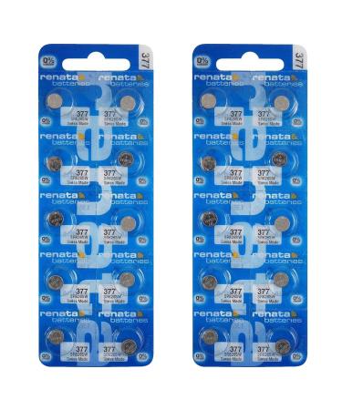 Renata 377 SR626SW Batteries - 1.55V Silver Oxide 377 Watch Battery (20 Count)