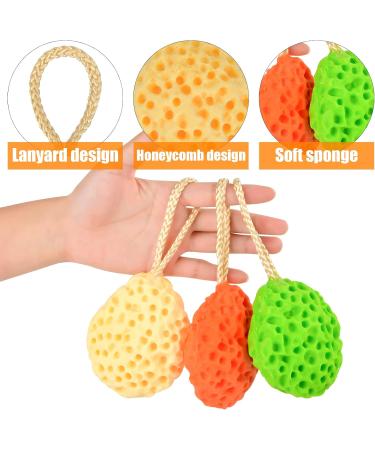 Vesaneae 3-Pack Soft Bathing Sponges - Baby Shower & Body Cleaning Honeycomb Luffa Massage Sponges for All Ages (Yellow Orange Green) - Buy Online on GoSupps.com