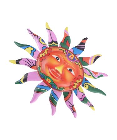 Alipis 1pc Sun Wall Hanging Garden Sun Art Decorative Outdoor Decor Vintage Decor Mexican Decor Pink Iron: