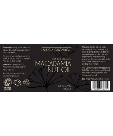 Alucia Organics Certified Organic Macadamia Nut Oil 100ml - Premium Cold-Pressed & Nourishing Oil for Skin & Hair - Buy Online on GoSupps.com