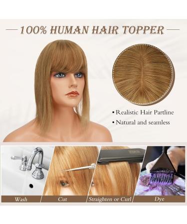 Ruwiss Real Hair Topper for Women | Silk Base Clip-In Hair Pieces | Light Brown Short Wigs for Thin Hair | 100% Human Hair Crown Topper - Buy Online on GoSupps.com