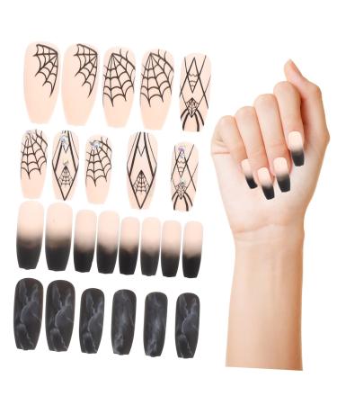 Healvian 1 Set Halloween Fake Nails DIY False Nail Tips Female Fake Nail Fake Nails French Nails for Women Coffin Fake Nails DIY Manicure Supply Nail Decor Halloween Nails Ghost Decor Abs