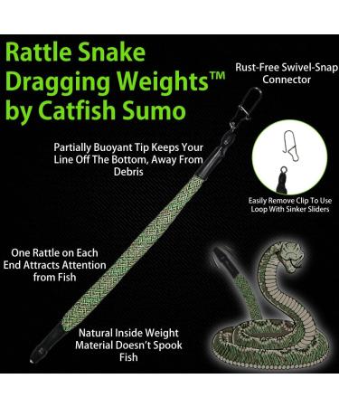 Rattle Snake Dragging Weights 4oz 5-Pack - Snagless Sinkers for Trolling, Drifting, and Catfish Attraction - Buy Online on GoSupps.com