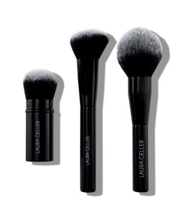 LAURA GELLER NEW YORK Baked Heroes Makeup Brush 3pc Set, Kabuki Foundation Brush, Blush Brush and Bronzer Powder Brush 12 Baked Heros 3 pc