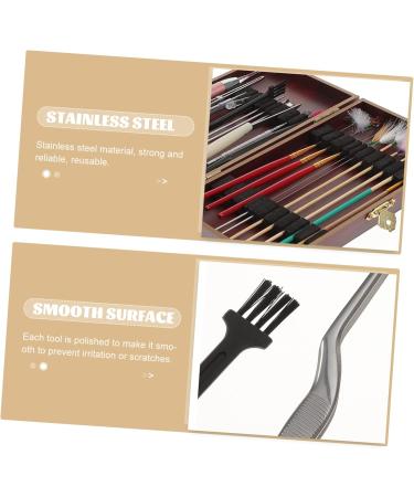 PACKOVE Earwax Cleaning Tools Kit with Wooden Box Durable Wood Abs Ear Cleaning Tools for Ear Hygiene Set Dark Red - Buy Online on GoSupps.com