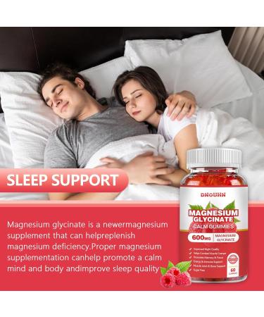 Magnesium Glycinate Gummies 600mg Sugar Free with Magnesium L-Threonate for Stress Relief & Sleep Support Chewable Supplement for Adults Raspberry Flavor - Buy Online on GoSupps.com