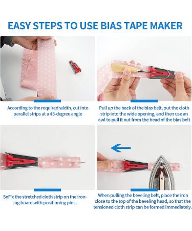 ZECARFA Bias Tape Maker Kit - Quilt Binding Tools Set with 4 Sizes - Includes 2 Yards Purple Bias Tape - Create Unique Fabric Designs - Buy Online on GoSupps.com