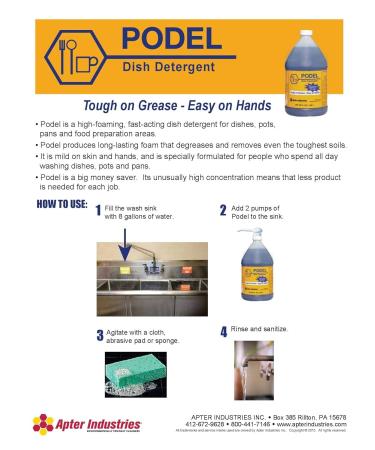 Apter Industries Podel Concentrated Dish Detergent - 1 Gallon - Eco-Friendly High-Efficiency Cleaner - Buy Online on GoSupps.com