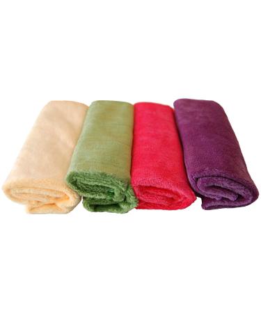 Plush Microfiber Towels/WASHCLOTHS  Ultra Soft Thick (Purple  Pink  Green  Yellow)