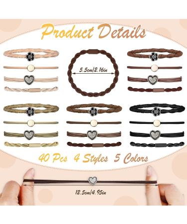 40 Pcs Boho Hair Tie Bracelet Set - Pretty Ponytail Holders & Accessories for Women, Girls - 4 Styles, Braided Elastic Hair Ties - Bulk Pack for Thick, Thin, Curly Hair - Buy Online on GoSupps.com