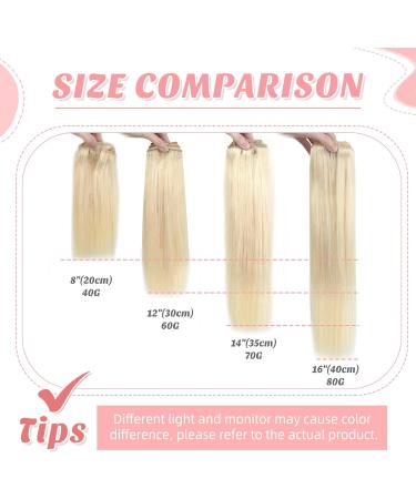 Vlasy Clip in Human Hair Extensions 16 Light Blonde - 7 Pieces Seamless Thick Weft Real Hair Extensions for Women - 80g - Buy Online on GoSupps.com