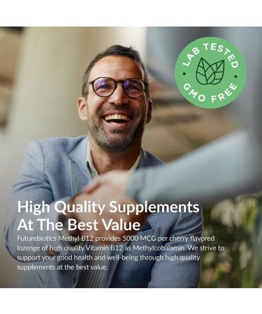 Futurebiotics Methyl B12 5000 MCG Vitamin B12 Methylcobalamin Cherry Flavor Non-GMO 60 Vegetarian Lozenges 60 Count (Pack of 1) - Buy Online on GoSupps.com