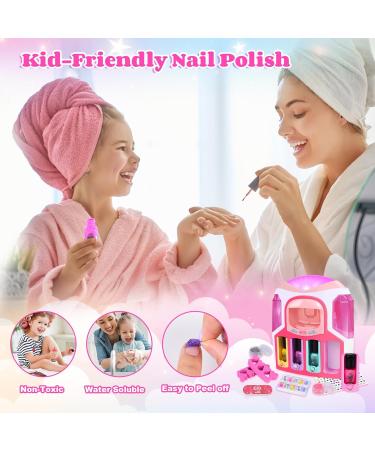 Herenear Kids Nail Polish Kit for Girls Kids Nail Polish Set with 2 In 1 Nail Dryer Set Nail Polish DIY Sticker Glitter Powder Rings Nail Art Kit Manicure Party Christmas Gift - Buy Online on GoSupps.com
