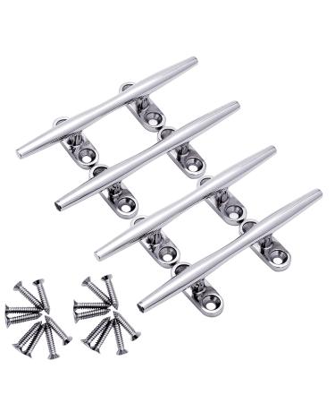 Boat Dock Cleat,316 Stainless Steel Open Base 4 Inch Deck Cleats,Mooring Accessories,Boat Dock Cleat.Pack of 4,Include Installation Screws
