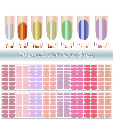 DANNEASY 16 Sheets Nail Polish Stickers - Solid Color Full Nail Wraps for Women - Pink Red Series with Nail File & Cuticle Stick - Acrylic Nail Art - Buy Online on GoSupps.com