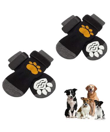 4 PCS Double Anti Slip Dog Socks Anti Slip Dog Socks Paws Stop Licking Dog Cat Paw Protectors with Bottom and Adjustable Straps Dog Claw Socks Non Skid Paw Protector Dog Boots Dog Claw Socks