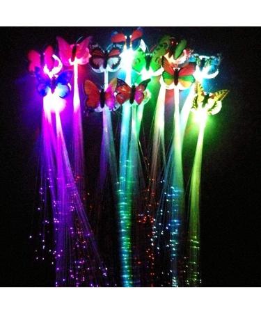 M.best 12pcs Butterfly Hair Clips, Led light Fiber Optic Hair Braid Barrettes for Girl and Women Party Favors, Assorted Color