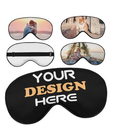 Custom Sleep Mask with Logo Name Photo Text Personalized Eye Mask Breathable Skin-Friendly Blindfold for Sleeping Adults Rest Home Office Airplanes Travel