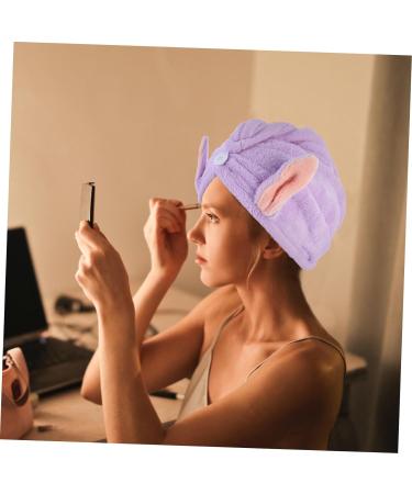 MAGICLULU 2pcs Bunny Ears Dry Hair Hat Hair Ring Aldult Coral Fleece Violet - Buy Online on GoSupps.com