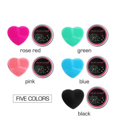 Vtrem Heart Shaped Makeup Brush Cleaner Pad & Sponge Dual Use Silicone Tool for Easy Brush Cleaning (Blue - Buy Online on GoSupps.com