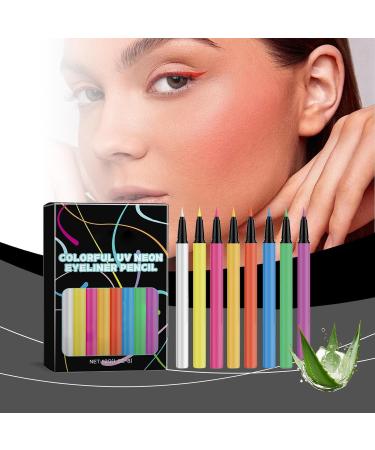  Huyeruie Liquid Eyeliner - Colored Eyeliner with Glitter | UV Neon Liquid Eyeliner Set | Graphic Pigmented Glitter Cases | 8-Color Neon Liquid Eyeliner Pen | Makeup Supplies - Buy Online on GoSupps.com